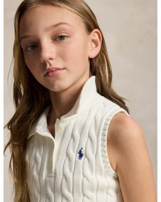 Girls' Cotton Polo Sweater & Faux-Wrap Skirt - Big Kid