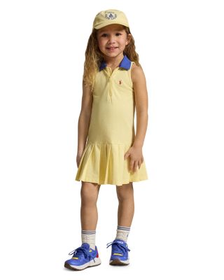Girls' Pleated Mesh Quarter-Zip Polo Dress - Little Kid