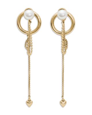 Chain Reaction Imitation Pearl & Chain Front to Back Earrings