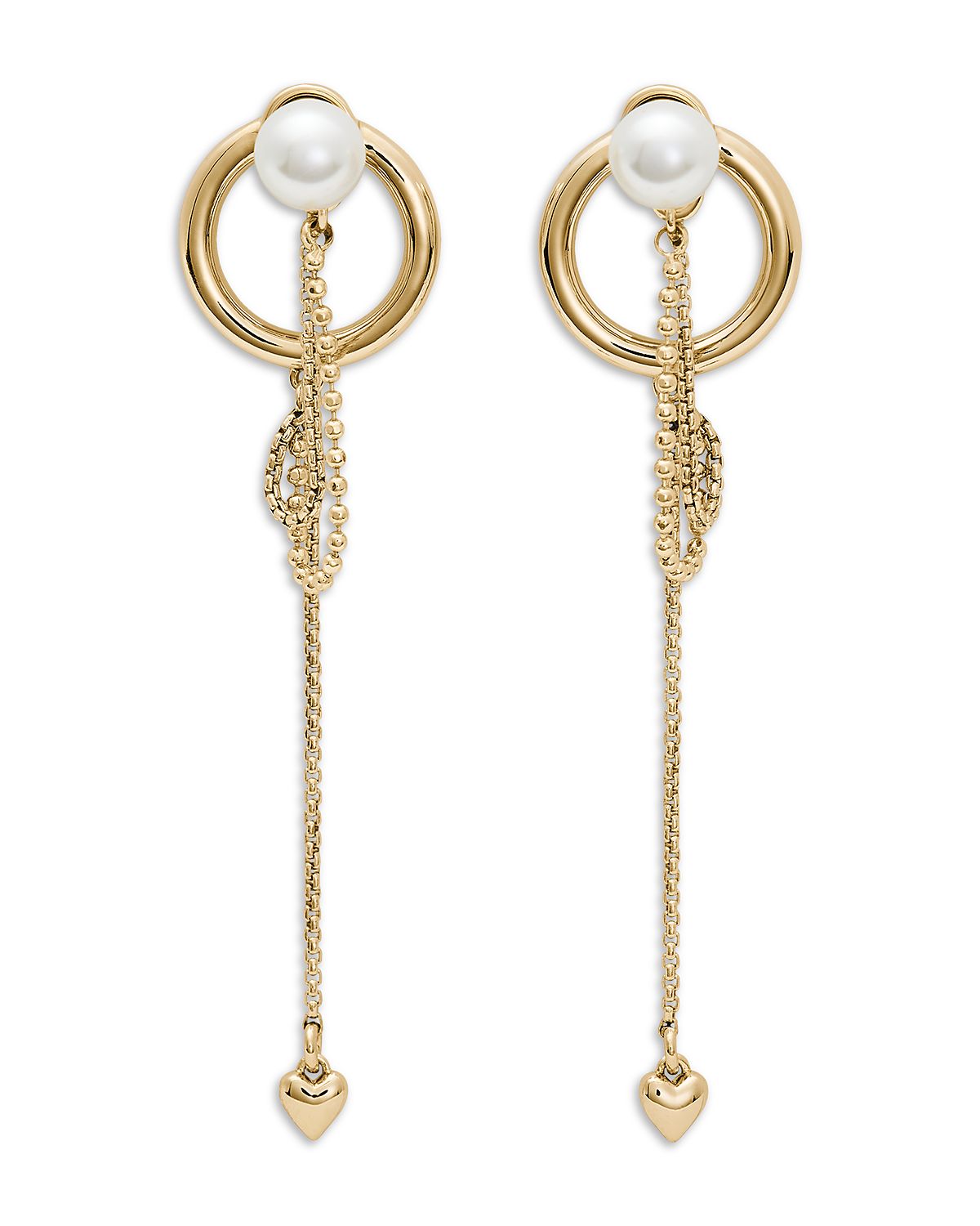 kate spade new york Chain Reaction Imitation Pearl & Chain Front to Back Earrings