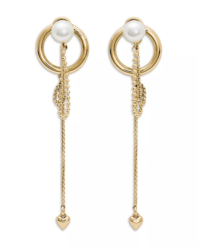 kate spade new york Chain Reaction Imitation Pearl & Chain Front to Back Earrings