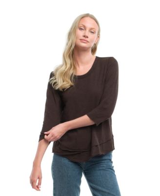  3/4 Sleeve Shrunken Crew Mock Layer Tee