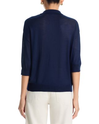 Wool Silk Knit 3/4 Sleeve Top