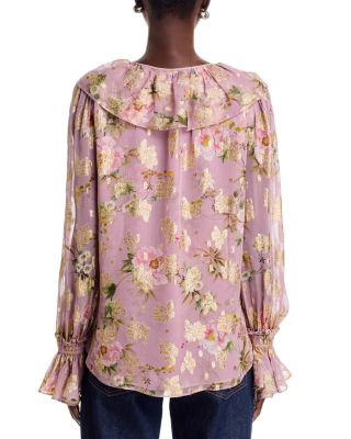 Leia Jacquard Ruffle Blouse
