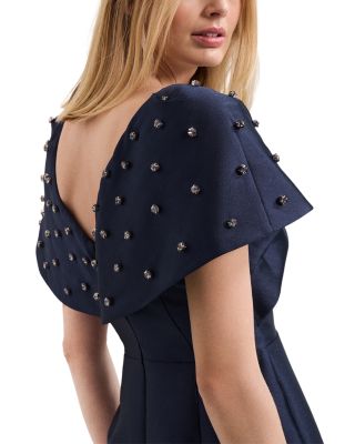 Erina Navy Satin Twill Midi Dress