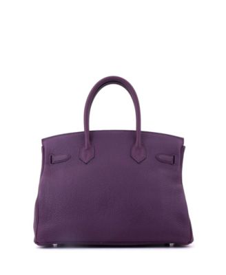 Birkin 30 Handbag Purple Clemence with Palladium Hardware