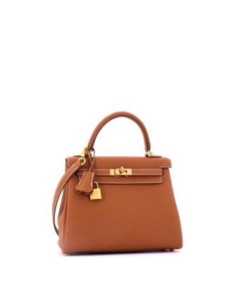 Kelly 25 Handbag Brown Togo with Gold Hardware