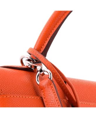 Kelly 35 Handbag Orange Epsom with Palladium Hardware
