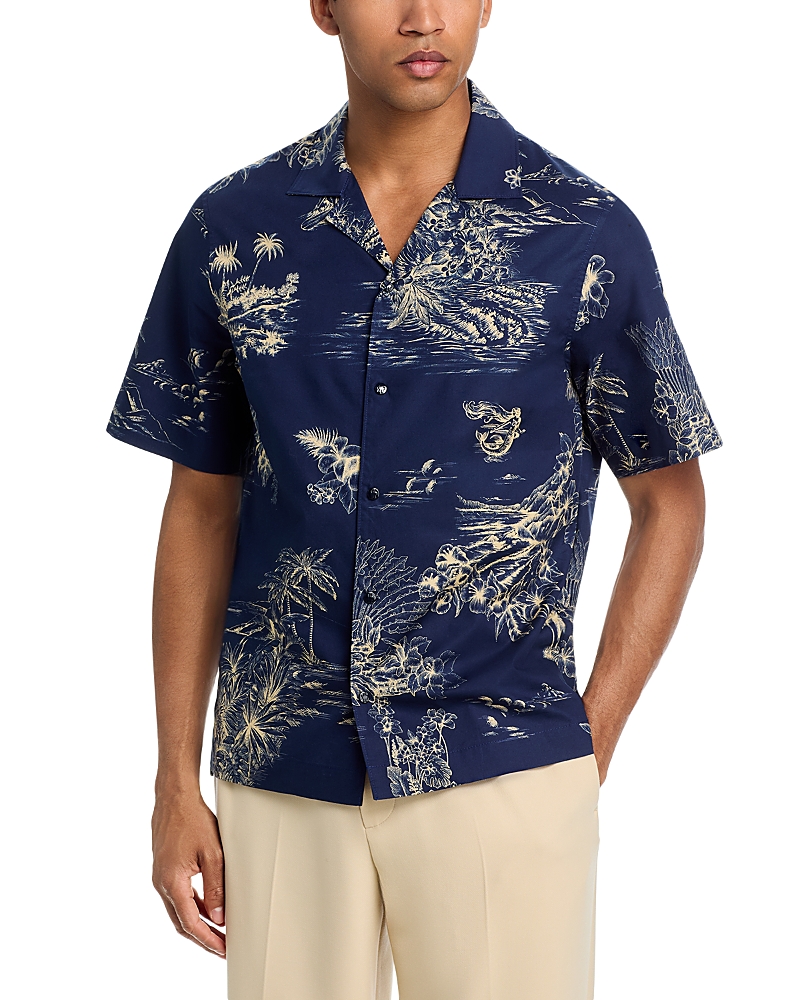 Moncler Floral Print Short Sleeve Cotton Shirt