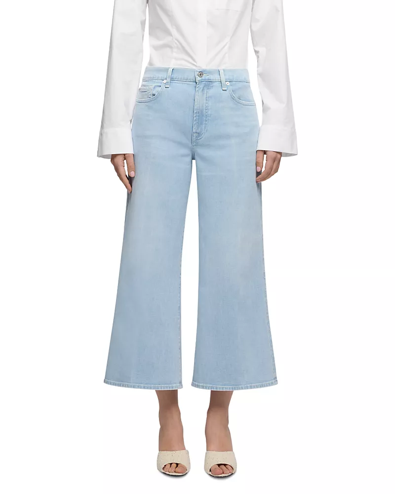 7 For All Mankind Petites Lotta Wide Ankle Jeans in Dewdrop