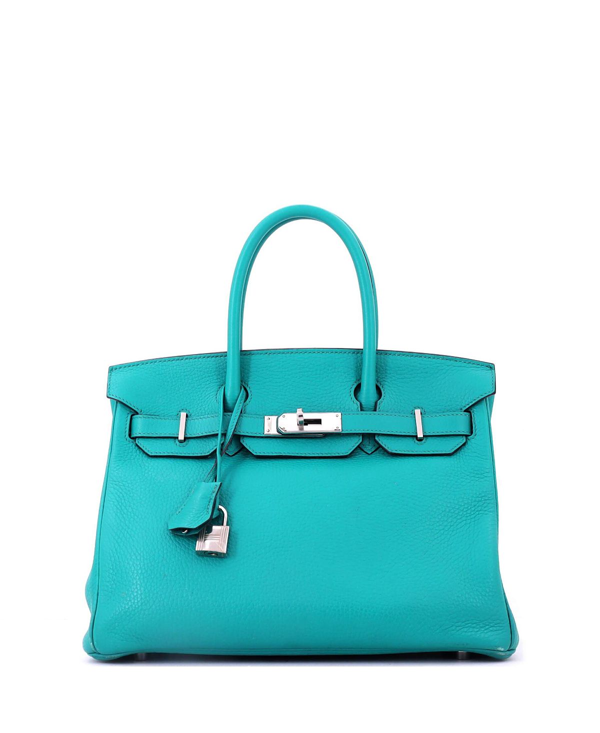Pre-Owned HERMES Birkin 30 Handbag Blue Clemence with Palladium Hardware