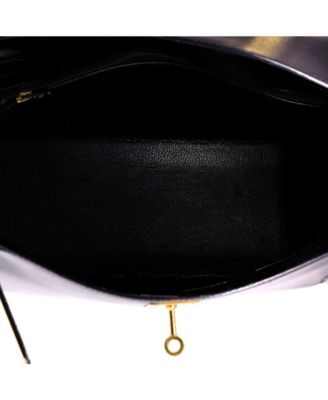 Kelly 28 Handbag Black Box Calf with Gold Hardware
