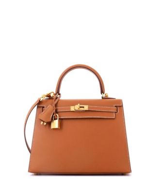 Kelly 25 Handbag Brown Epsom with Gold Hardware
