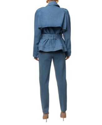 Medium Wash Double Breasted Denim Jacket