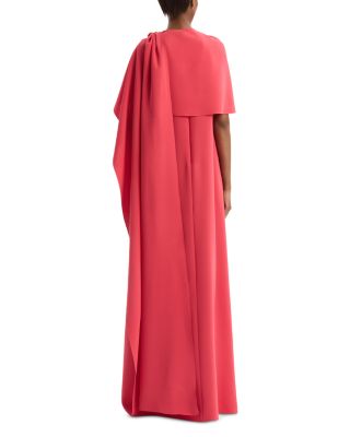 Draped Shoulder Brooch Detail Georgette Caftan Dress