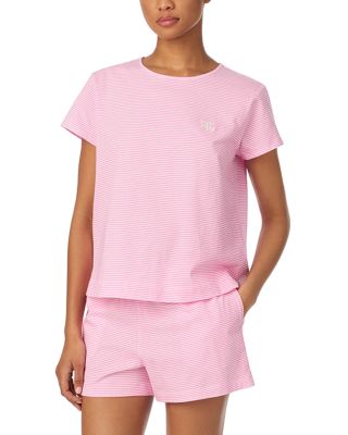 Short Sleeve Fashion Knit Crewneck Boxer Pajama Set