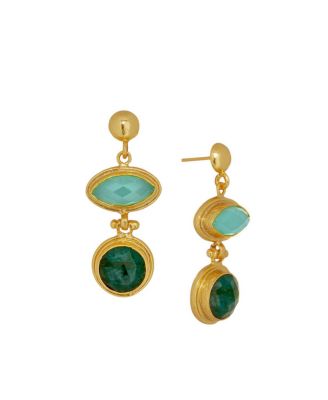  Women's Melis Aqua and Emerald Drop Earrings