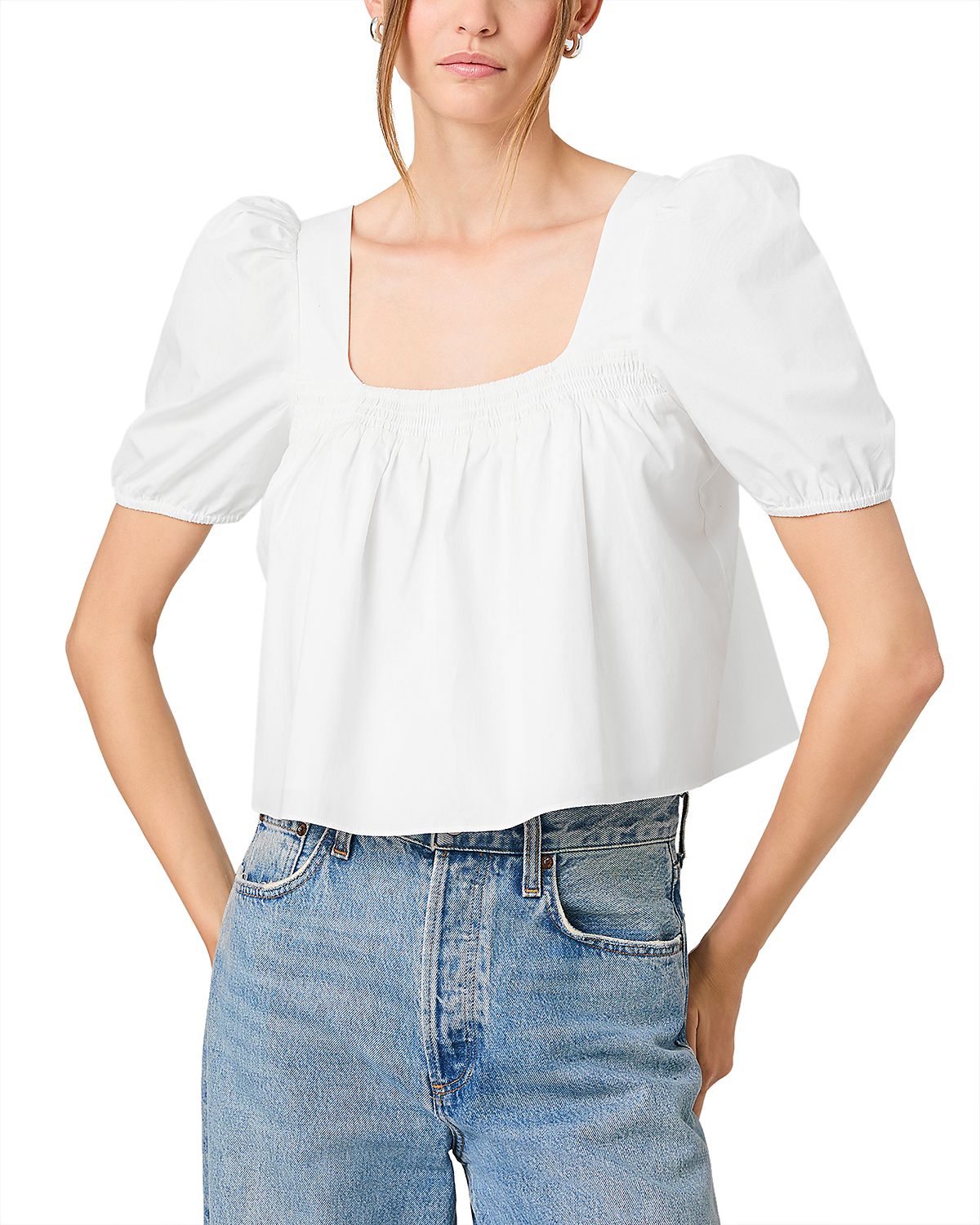 French Connection Cambria Cotton Puff Sleeve Top
