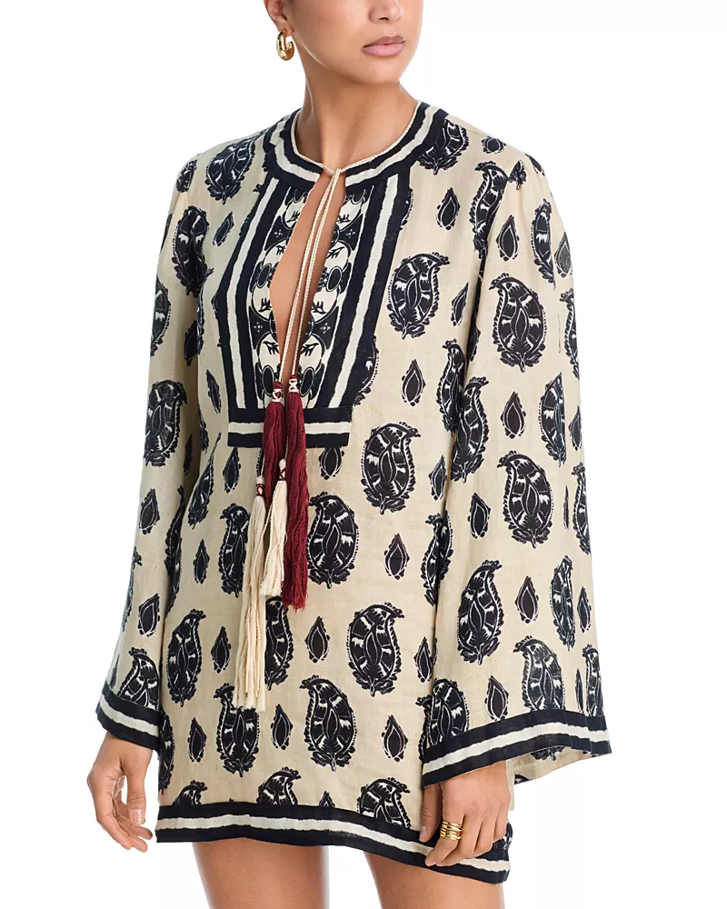 Johanna Ortiz Caretaker Of The Jungle Linen Tunic Dress