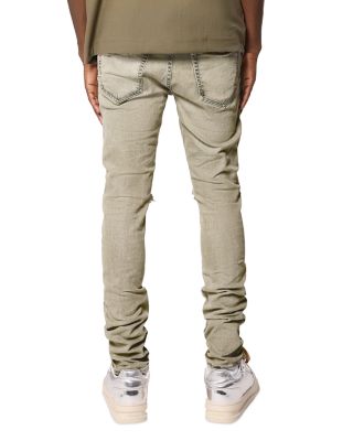 Skinny Fit Distressed Jeans in Green