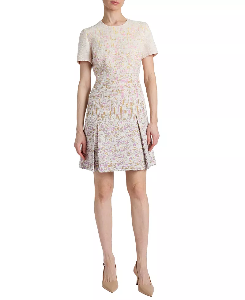 Santorelli Indira Short Sleeve A-Line Dress in Ombre Jacquard