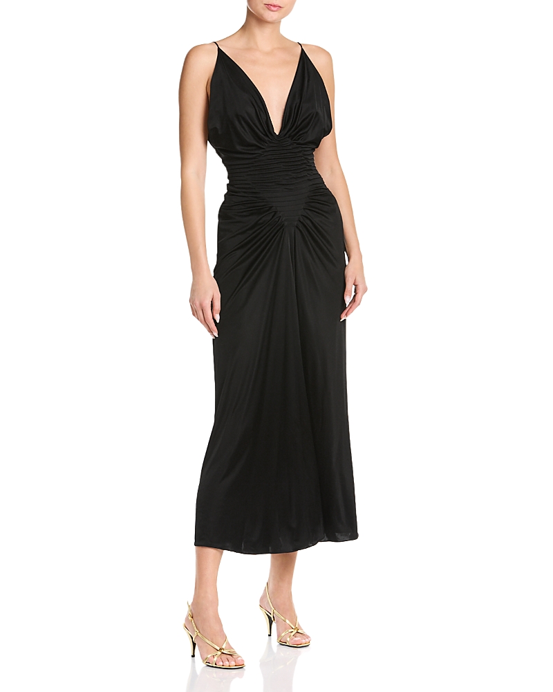 Versace Draped Plunging Neck Gown