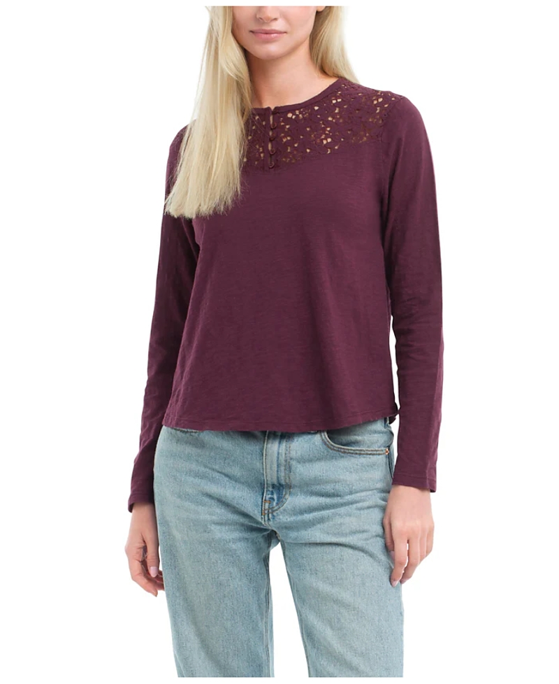 Wilt Clothing Lace Yoke Henley Tee