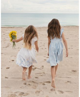  Girls' Ruffle Sleeve Linen Dress with Peter Pan Collar - Little Kid, Big Kid