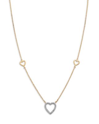 Diamond Heart Pendant Necklace in 14K Yellow Gold, 0.15 tcw