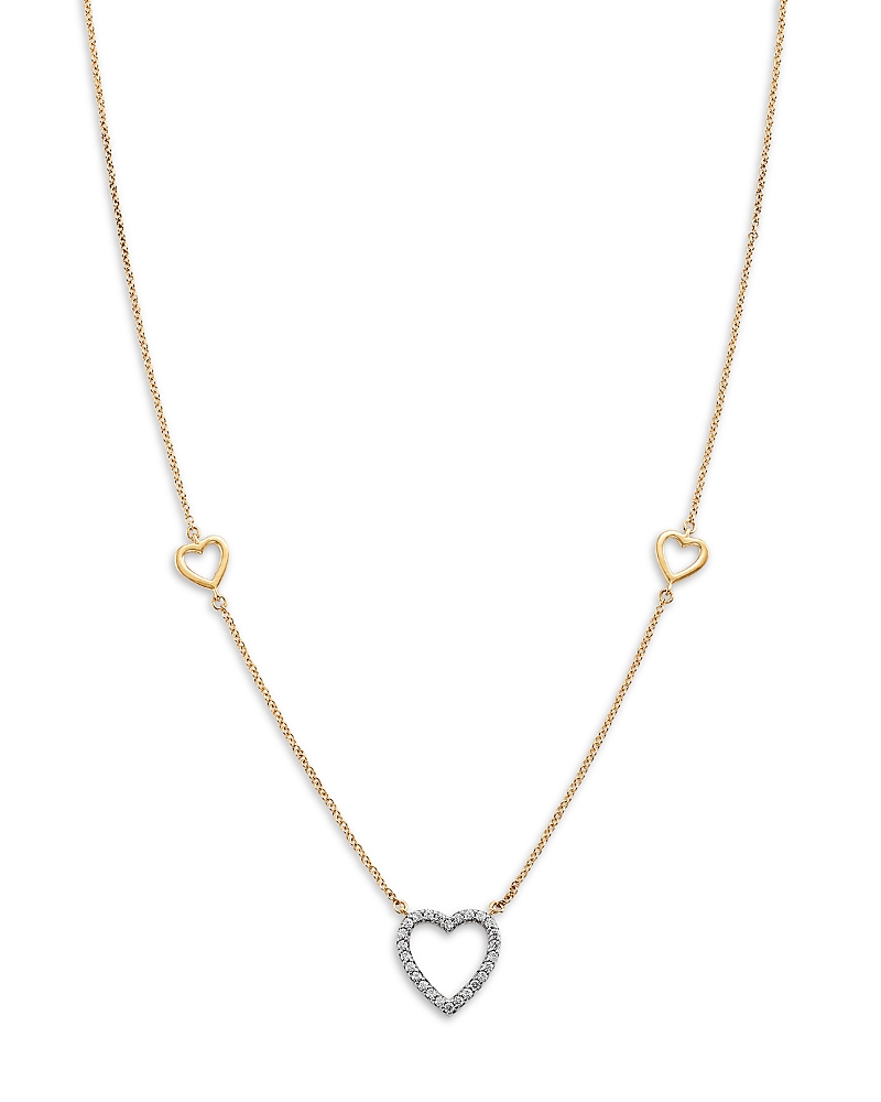 Bloomingdale's Fine Collection Diamond Heart Pendant Necklace in 14K Yellow Gold, 0.15 tcw