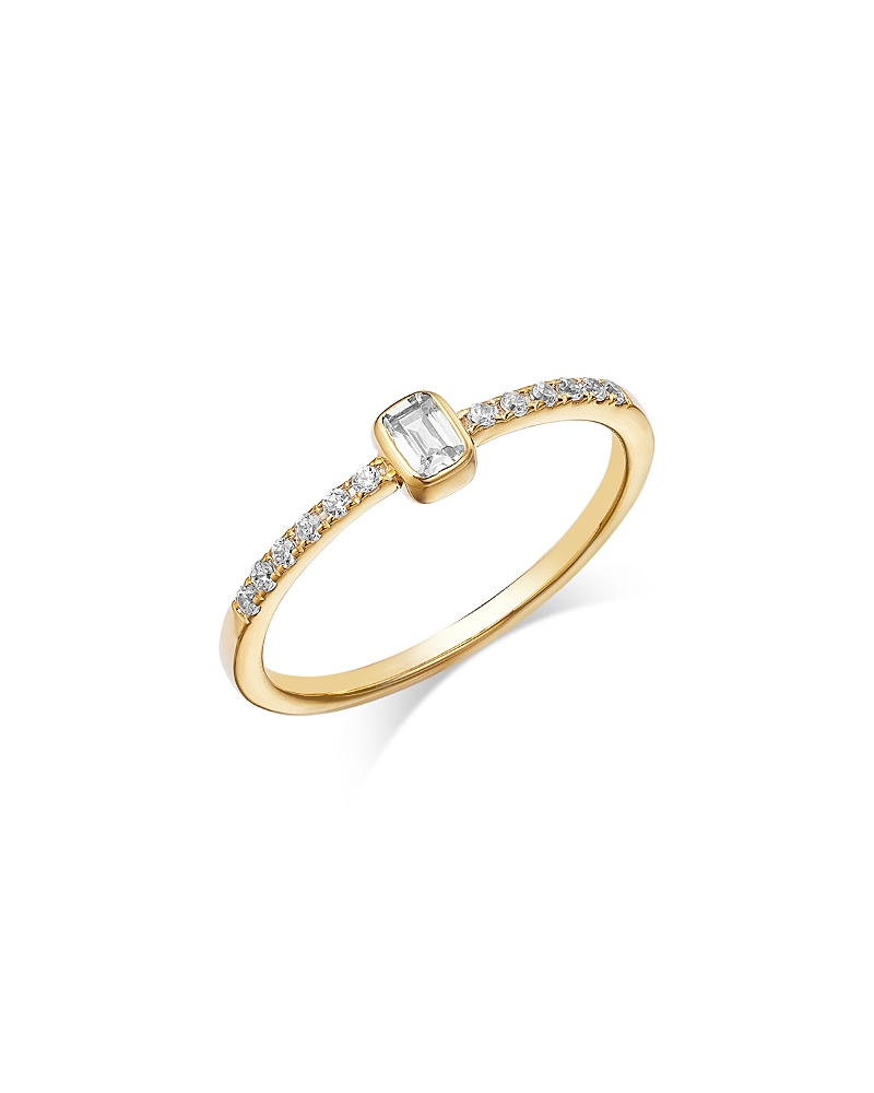 Bloomingdale's Fine Collection Diamond Emerald Cut & Pave Stacking Ring in 14K Yellow Gold, 0.25 tcw