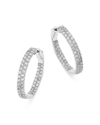 Diamond Inside Out Double Hoop Earrings in 14K White Gold, 3.0 tcw