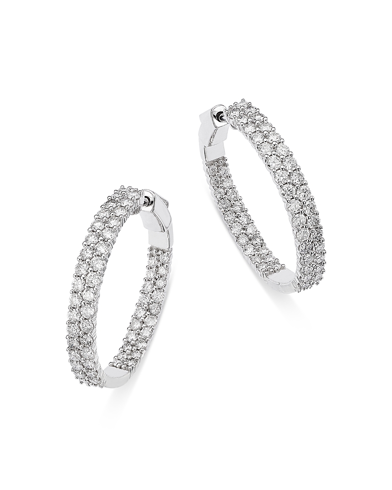 Bloomingdale's Fine Collection Diamond Inside Out Double Hoop Earrings in 14K White Gold, 3.0 tcw