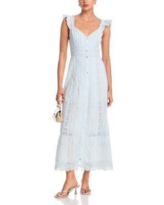 formal white dress with flowers Rose Garden Floral Applique A-Line Midi Dress White main image 0