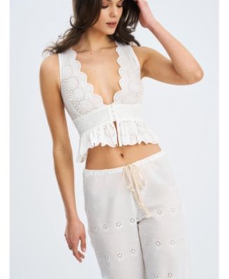  Raia Eyelet Wave Trim Crop Vest Top