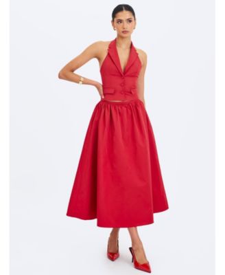  Ursel Gathered A-Line Midi Skirt