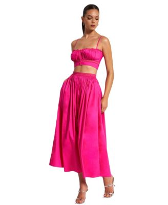  Martha Cotton Poplin Maxi Skirt with Lace Trim