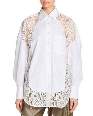 Lace Paneled Poplin Shirt