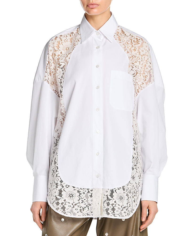 Stella McCartney Lace Paneled Poplin Shirt