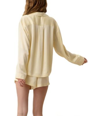 Silk Button Up Long Sleeve Short Set