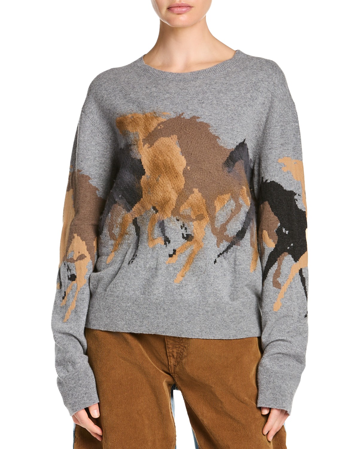 Stella Mccartney Stella McCartney Racing Horses Sweater in Grey Melange