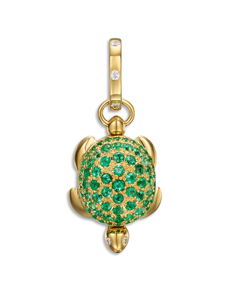 Temple St. Clair 18K Yellow Gold Fj Diamond Emerald & Diamond Sea Turtle Locket Pendant