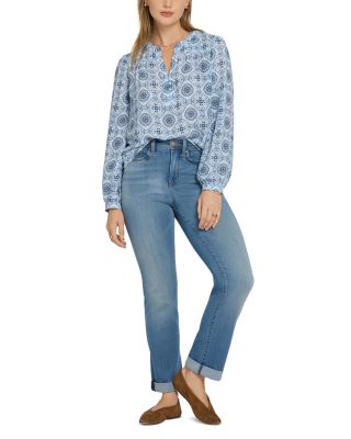 Marilyn High Rise Triple Stitch Straight Jeans in Morning Tides
