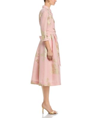 Metallic Floral Jacquard Shirt Dress