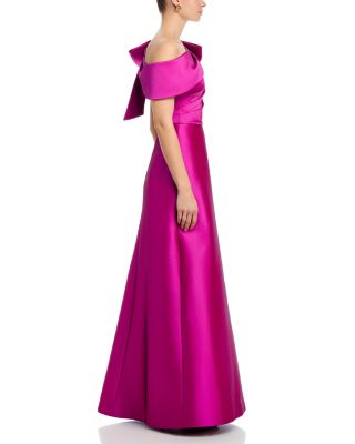 Mikado Asymmetrical Bow Gown