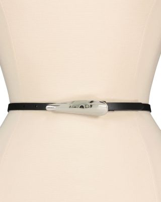 Women's Sculptural Plaque Slim Leather Belt