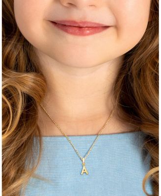 Girls' 14K Gold Modern Initial Necklace - Little Kid, Big Kid