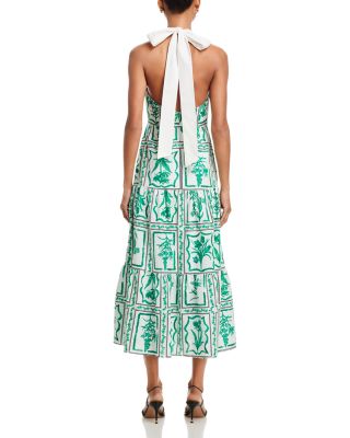 milly hayden halter dress $395 Milly Women's White Hayden Halter Floral Embrodiered A-line Dress Size  8