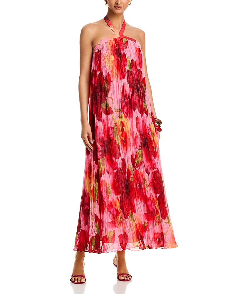 Aqua Floral Strapless Tiered Maxi Dress - Exclusive