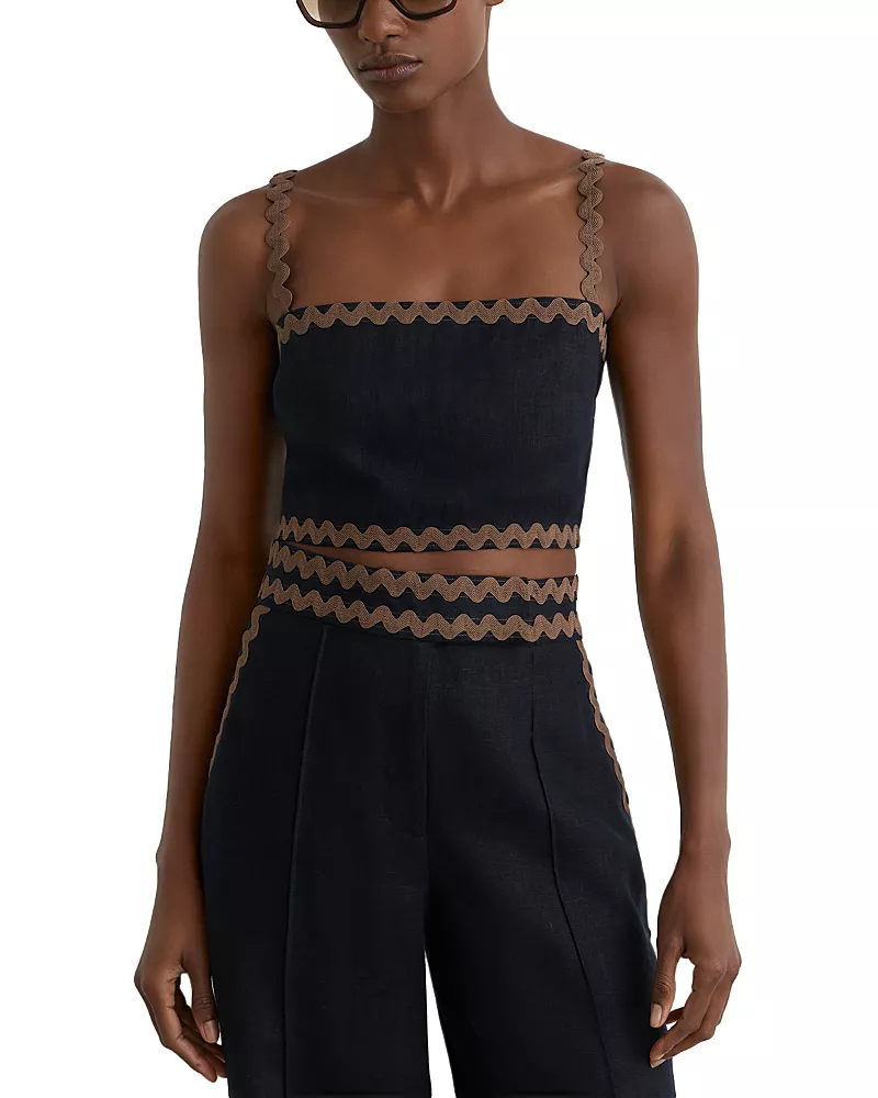 Reiss Mila Linen Crop Top